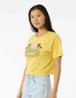 RIP CURL BRAZIALIAN SOUL CROP TEE LIGHT YELLOW -SurfVibe Shop rip curl brazilian soul crop tee donna light yellow 1