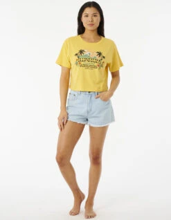 RIP CURL BRAZIALIAN SOUL CROP TEE LIGHT YELLOW -SurfVibe Shop rip curl brazilian soul crop tee donna light yellow 2