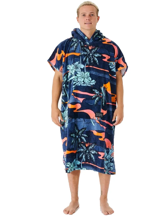 RIP CURL COMBO PRINT HOODED TOWEL BLACK BLUE 1 RIP CURL COMBO PRINT HOODED TOWEL BLACK BLUE