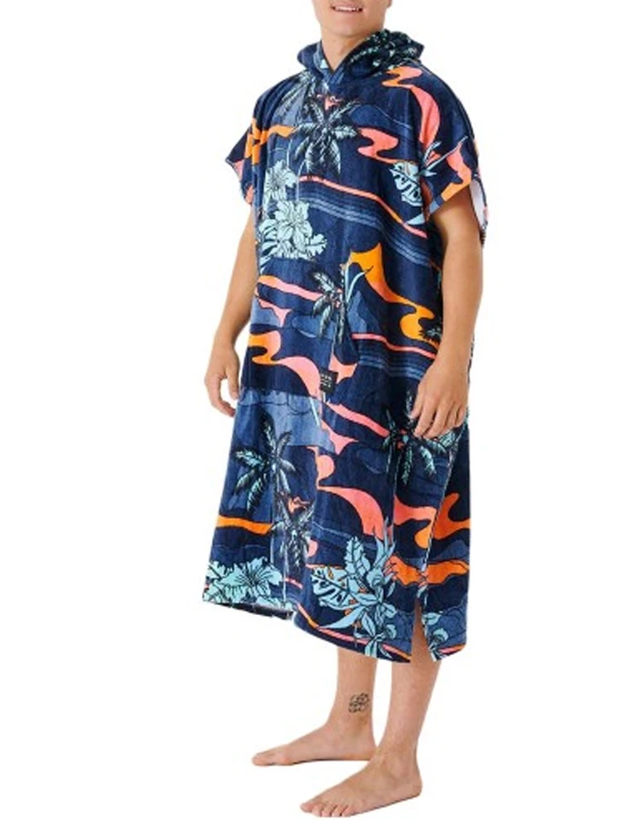 RIP CURL COMBO PRINT HOODED TOWEL BLACK BLUE 3 RIP CURL COMBO PRINT HOODED TOWEL BLACK BLUE - Image 3