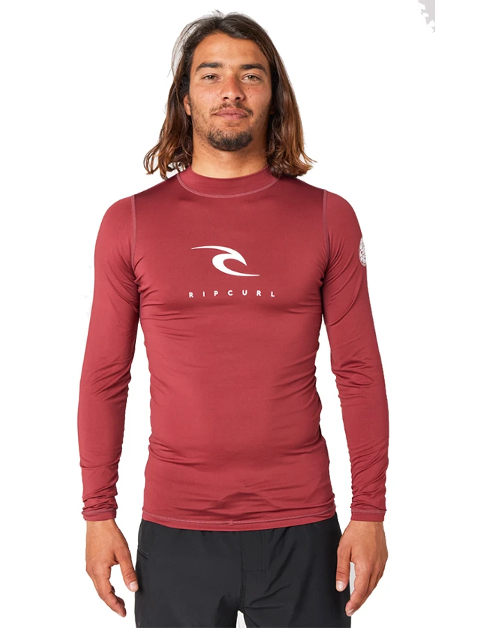 RIP CURL CORPS LONG SLEEVE UV TEE MAROON 1 RIP CURL CORPS LONG SLEEVE UV TEE MAROON