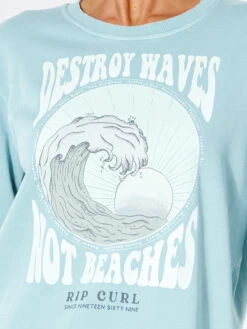 RIP CURL DESTROY WAVES CREW FLEECE -SurfVibe Shop rip curl destroy waves felpa girocollo
