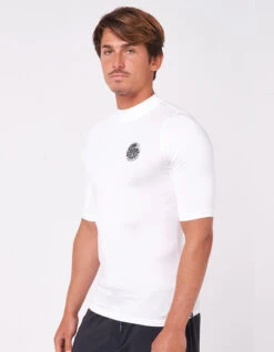 RIP CURL ICON PERF SHORT SLEEVE UV TEE WHITE -SurfVibe Shop rip curl lycra icon perf white
