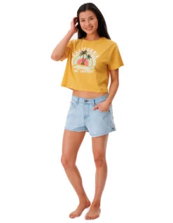 RIP CURL SUNNY PARADISE SHORT SLEEVE CROP TEE 5 RIP CURL SUNNY PARADISE SHORT SLEEVE CROP TEE -SurfVibe Shop rip curl sunny paradise crop t shirt donna 2