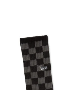 VANS CHECKERBOARD CREW SOCKS BLACK CHARCOAL -SurfVibe Shop vans calzettoni checkerboard black charcoal 1
