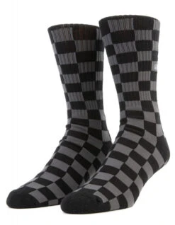 VANS CHECKERBOARD CREW SOCKS BLACK CHARCOAL -SurfVibe Shop vans calzettoni checkerboard black charcoal 2
